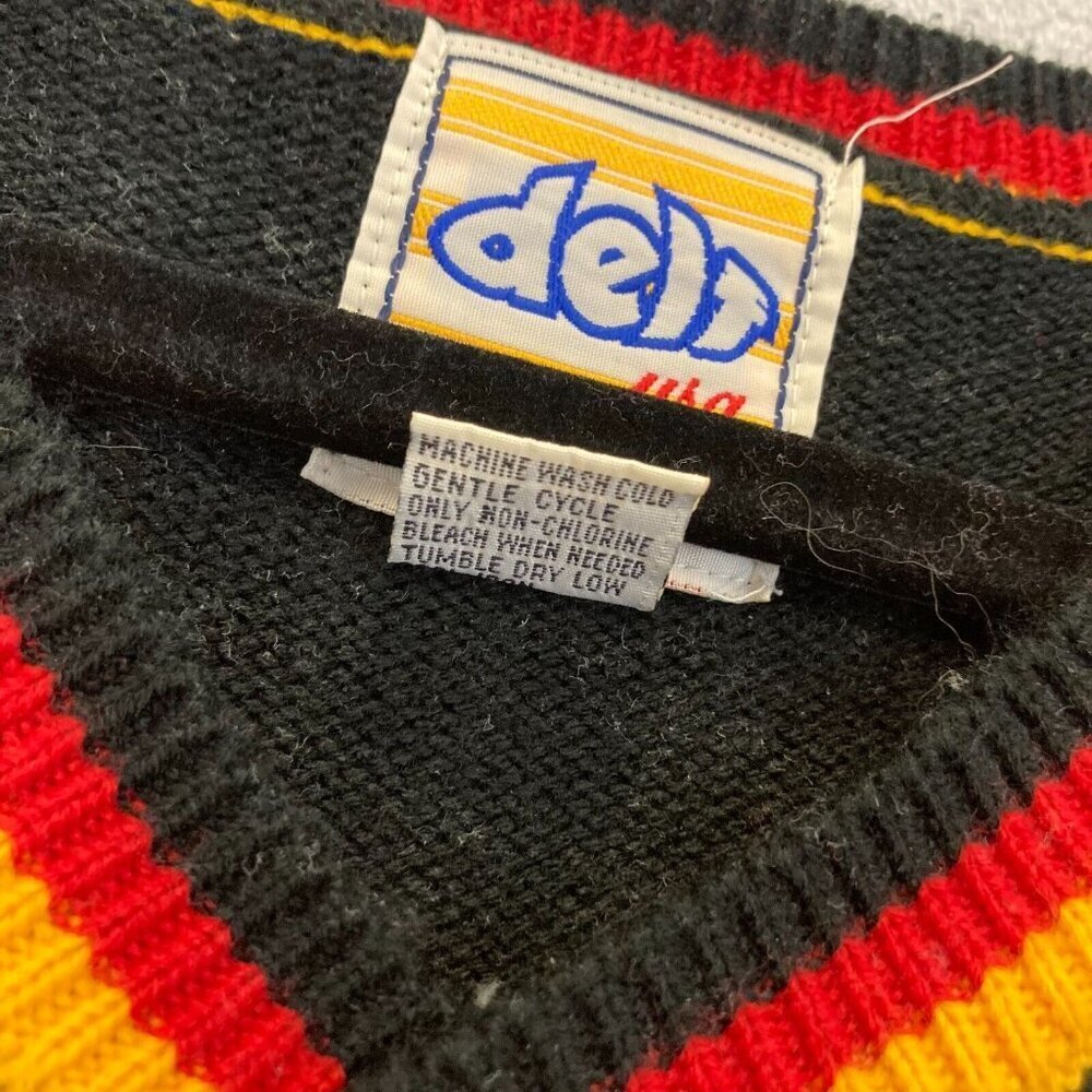 Delf USA‎ Vintage Knit Sweater Vest Mens XL Black Red Hip Hop Retro 90s Y2K - Picture 8 of 13